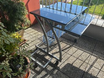 PC stolek s regálky, kov-sklo - 3