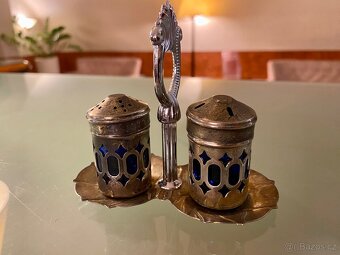 Starožitné Modré Skleněné Slánky A Pepřenky - 3