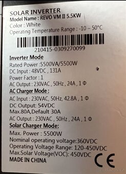 Hybridní střídač/měnič REVO VM II 5,5kW/48VDC - 3
