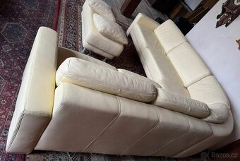 Luxusní moderní rohová kožená sedací souprava + taburet,3221 - 3
