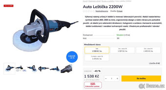 Leštička na karoserie aut 2200W Eurotec, regulace otáček - 3