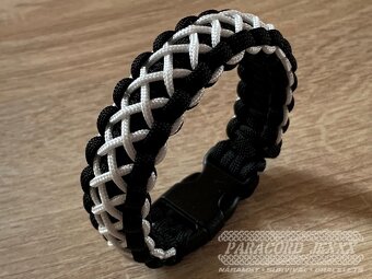 PARACORD náramek (18 cm) black - white - 3