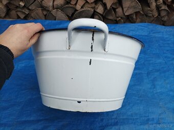 Smaltovaný bílý vandlík, průměr 45 cm - 3