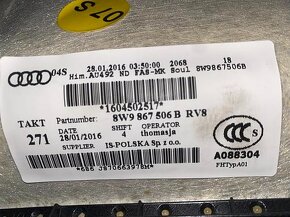 Stropnice černá 8W9867506B Audi A4 B9 8W avant r.v. 2016 - 3