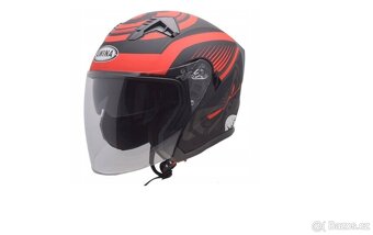 Otevřená motocyklová přilba červená, žlutá, modrá - 3