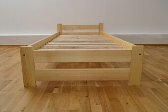 Nová postel borovice 90x200 cm masiv s roštem - 3