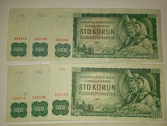 BANKOVKY 100 KČS 1961, VŠECHNY VYDANÉ SÉRIE - 3