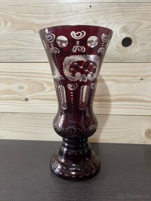 Váza Bohemian Rubínové sklo Frederich Egermann. - 3