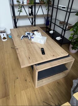 Konferenční stolek se zvedací deskou - dub artisan/tmave šed - 3