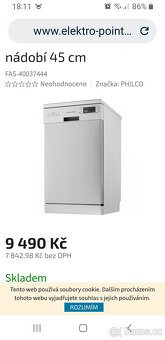 Myčka philco úzká rok 23...typ vyfocený a rozměry taky - 3