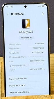 Prodaný ××Samsung Galaxy S22 8gb+/256gb bílý zachovalý čtete - 3