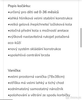 Kočárek PAX, trojkombinace- korbička, sportovní kočárek a au - 3