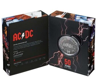 AC/DC 50. výročí 2023 antique finish - stříbrná mince - 3