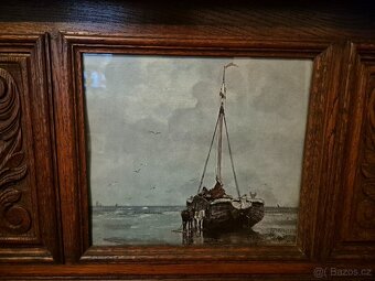 Velké starožitné nástěnné zrcadlo z dubu, Henri II / Mechele - 3