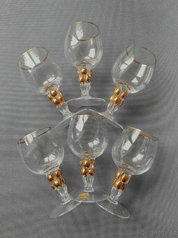 Nádherná sada skleniček na vino Zlatá Zuzana 1956-1960 - 3