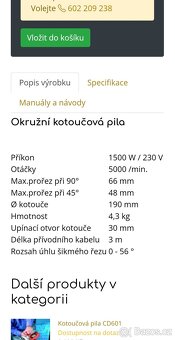 Okružni pila, mafl Worx WU433 - 3