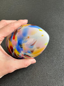 Stolní dekorace Vejce 13.5 cm, brokové foukané sklo - 3