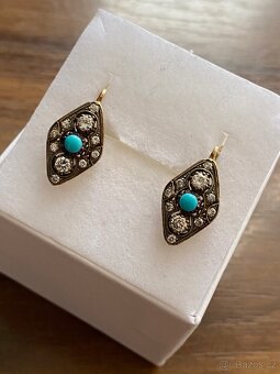 Zlaté náušnice s tyrkysem - 3