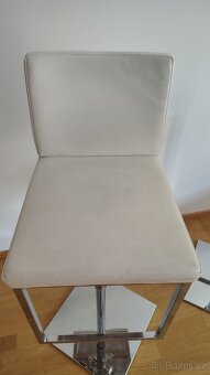 2x barová stolička nerez a bílá kůže - 3