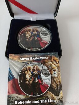 Stříbrná mince Český lev US Eagle 2023 kolor,1oz, číslován - 3
