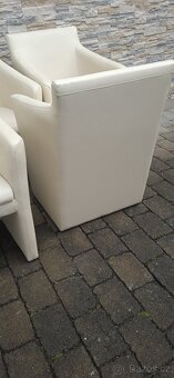 Jídelní kožená křesla bílá 5ks - 3