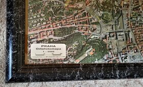 NÁSTĚNNÝ PLÁN PRAHY / 106 x 75 cm / rám / sklo / - 3