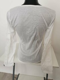 Dámské bílé triko s dlouhým rukávem a krajkou - Vel. S/M-M - 3