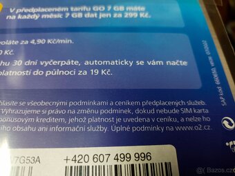 O2 super čísla 607 499 993 a 607 499 996, nové, 7 GB dat - 3