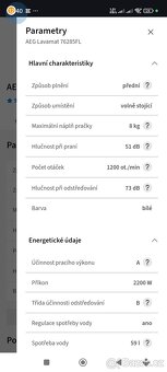 AEG A+++, 8kg, 1200ot. parní programy, váhový senzor, - 3