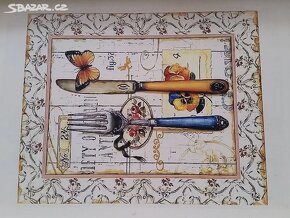 Dekorovaný dřevěný servírovací podnos - tác - 45x30cm - 3