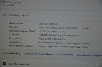 Dell latitude 5400 i5/16GB/SSD 256GB/záruka - 3