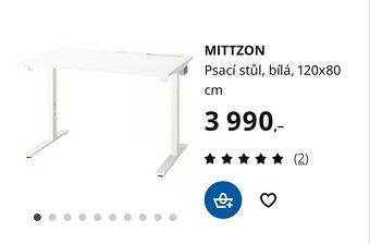 Psací stůl IKEA MITTZON 120x80 cm bílý - 3