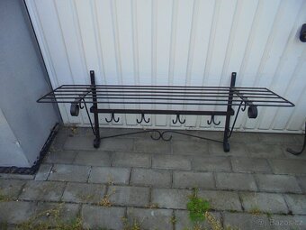 předsíňová sestava - věšák, lavice, kov, mramor - 3