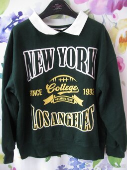 Dívčí tmavě zelená bavlněná mikina s nápisem H&M - 3