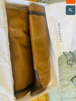 Givenchy Brown Leather Tall Wedge Boots kozačky vel.38,5 - 3