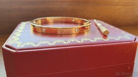 Náramek Cartier Love s kamínky, na šroubek - 3