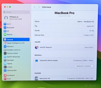 MacBook Pro M2 2022 /16GB RAM/256GB SSD/Záruka 94% BATERIE - 3