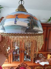 Lustr lampa  velká starožitná ručně malovaná - 3