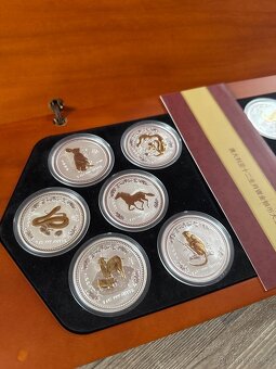 Kompletní serie 1 Lunar I 12x stříbrné mince 1oz GILDED - 3