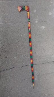 turistická hůl (valaška) + ručně malovaná lžíce, miska - 3