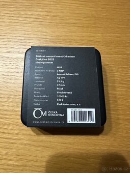 Stříbrná uncová investiční mince Český lev 2023 s hologramem - 3