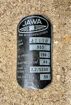 Jawa 250 perak, 555 pionýr - výrobní štítky - 3