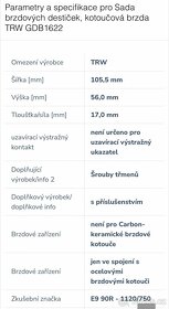 Zadni brzdove desticky TRW, Skoda, VW - 3