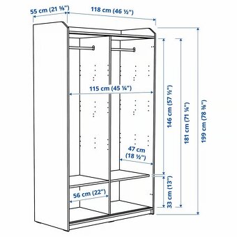 HAUGA IKEA Šatní skříň s posuvnými dveřmi - 3