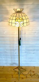 Stará mosazná stojaci lampa ve stylu Tiffany - 3