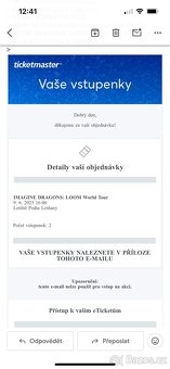 2 Vstupenky na koncert Imagine Dragons 9.6. 2025 Praha - 3