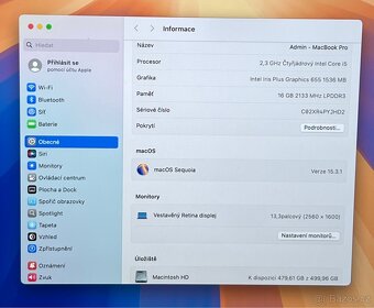 MacBook Pro 13” 2018/16GB RAM/Intel i5/512GB SSD/ Záruka - 3