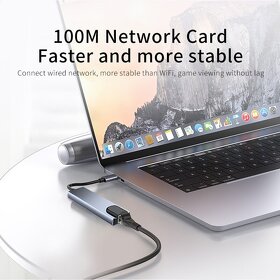 Hub adaptér USB C 3.0 PD HDMI 4K RJ45, univerzální. - 3