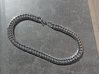 NOVÝ robustní náhrdelník Shiny CUBAN Silver Steel š.19 mm - 3