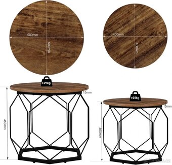 WOLTU BTS05hov Sada 2 odkládacích stolků - 3